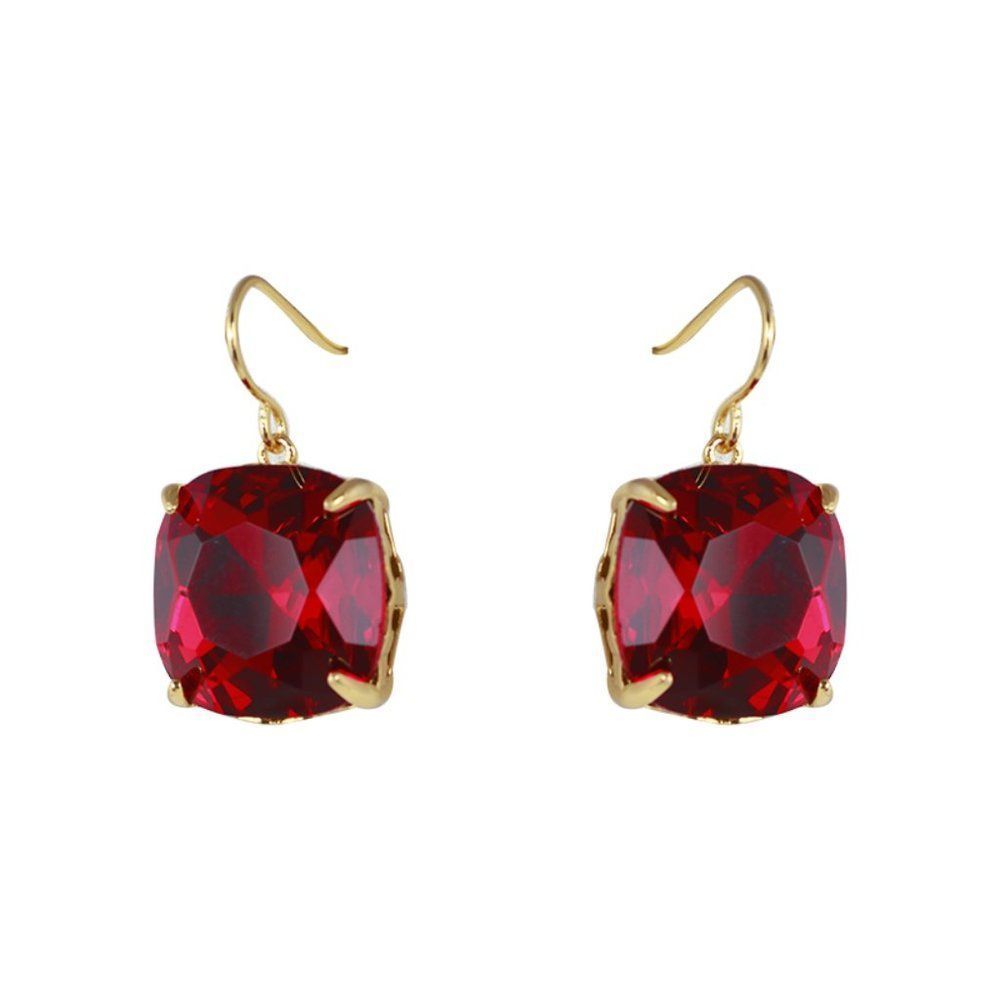 Tory Burch Crystal Hook Drop Earrings - RED with Dust Bag - Picture 3 of 6